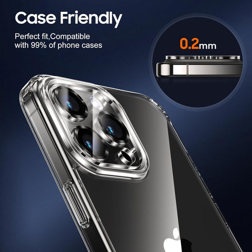 UniqueMe 3 Pack Camera Lens Protector for iPhone 15 Pro/iPhone 15 Pro Max, 9H Tempered Glass, Grey