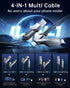 4-in-1 USB C Cable 3FT, 60W High-Speed Charging, Flat Nylon Braided Multi Charger Cord for iPhone iPad & More