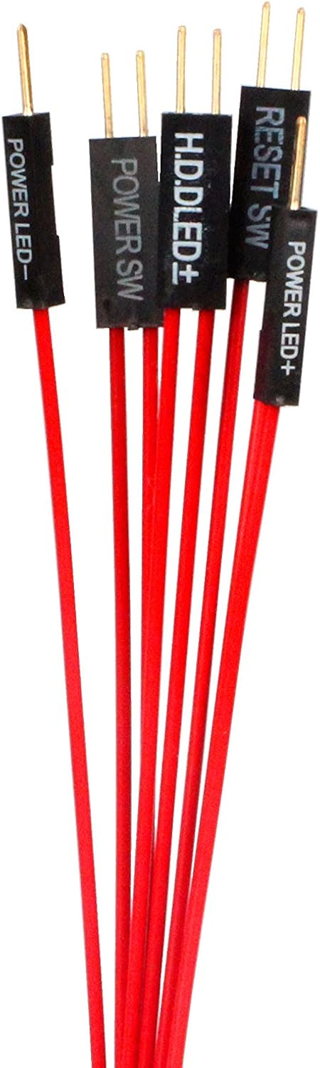 NOYITO Motherboard Extension Cable Set 22AWG Silver Plated Cable with Gold-plated Plug for PC DIY (0.3m, Red)