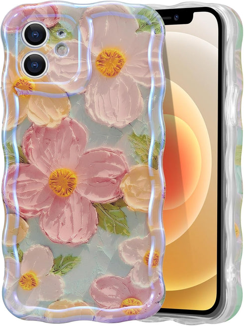 EYZUTAK Case for iPhone 11, Colorful Retro Oil Painting Printed Flower, Stylish Durable TPU Protective Case