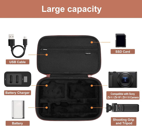 MOSISO Camera Case for Sony ZV-1/ZV-1F/ZV-1 II, Waterproof Shockproof EVA Carrying Case with Hand Strap
