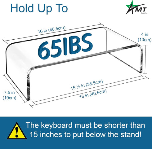 Clear Acrylic Monitor Riser for Home Office - AMT Premium Design