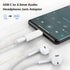 2Pack USB C to 3.5mm Audio Adapter, White USB C to Headphone Jack Adapter Compatible with iPhone 15 Plus