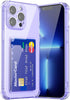 iPhone 13 Pro Max Phone Case with Card Holder, Clear Transparent Wallet Case for Credit Card & Cash, Lilac Purple