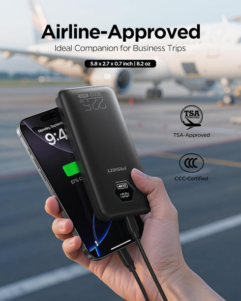 PISEN 10000mAh 3C 10000mAh 22.5W Pack 3C 2USB-A, 1USB-C Power Bank - CCC Certified Power Bank, Travel Battery Portable