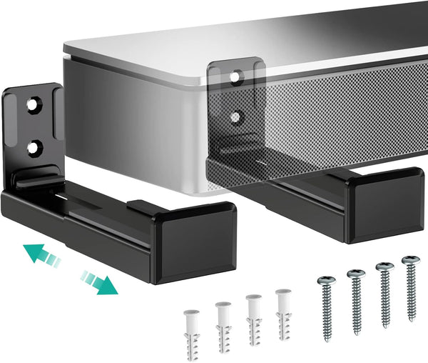 WALI Universal Soundbar Wall Mount, Center Channel Speaker Dual Bracket Holds up to 33 lbs, Black