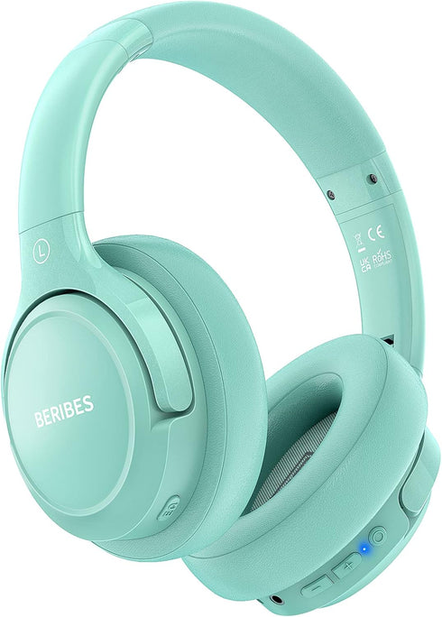 Bluetooth Wireless Headphones Over Ear, BERIBES 65H Playtime, 6 EQ Music Modes, HiFi Stereo, Lightweight Headset, Green