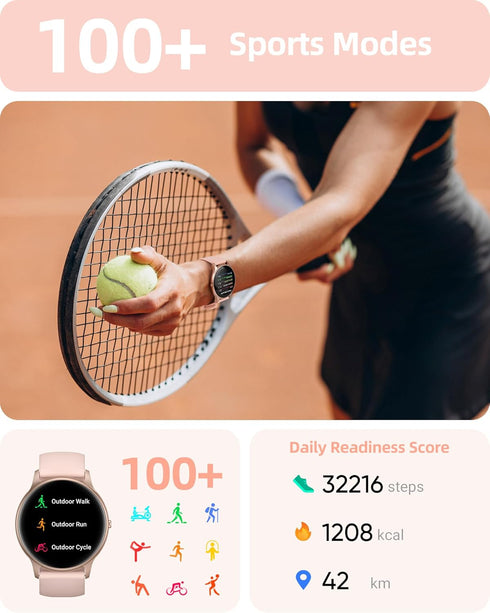 Parsonver Smart Watch for Women, 1.91" HD Screen with Answer/Make Calls, IP68 Waterproof, 100+ Sport Modes, Heart