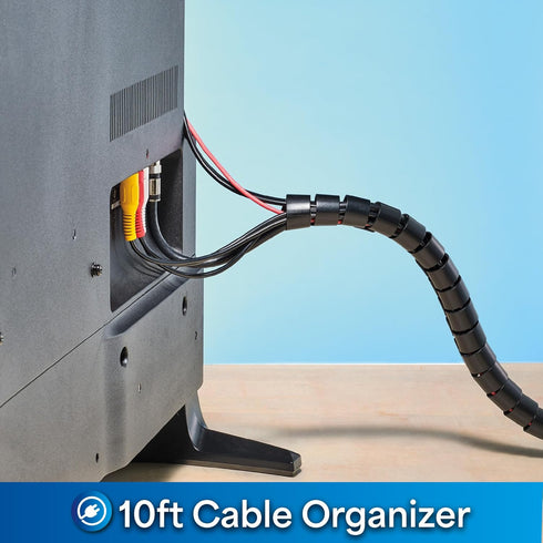Cable Keeper Cord Organizer, 10-Foot Adjustable Cover, Reusable Desk Cord Organizer for TV & Computer