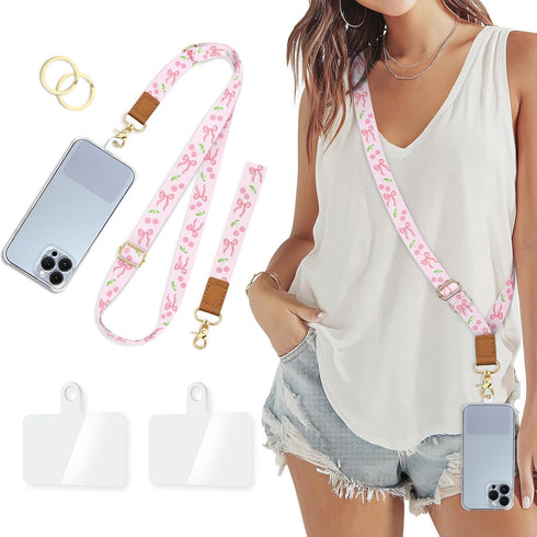 Piefly Cute Phone Lanyard Crossbody Strap, Girly Bowknot Cell Phone Lanyard for