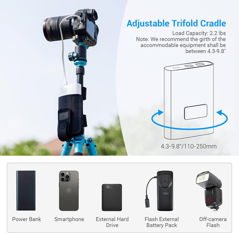 JJC Equipment Mounting Strap for Power Bank on Tripod, Remote/Off-Camera Flash Holder Strap