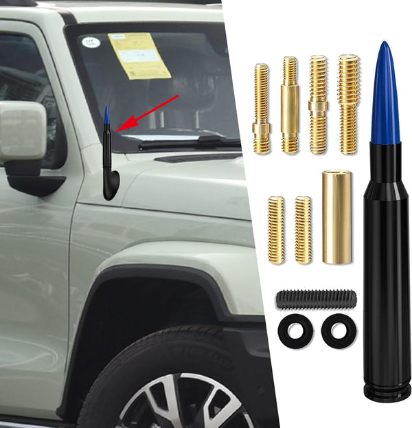 WINUERK Bullet Car Antenna Replacement, Aluminum Alloy Waterproof Short Antenna, Signal Stability Universal