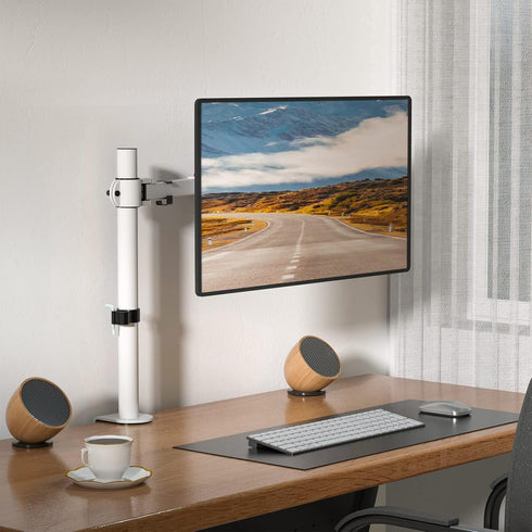 WALI Monitor Arm Mount for Desk, Single Computer Desk Mount, Up to 32 Inch, 22 lbs, White (M001-W)