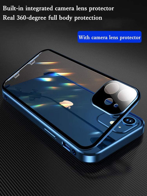 Anti-Peeping Case for iPhone 12 Pro, Camera Lens Protector Privacy Screen Aluminum Alloy Metal Bumper Glass Cover (Gold)