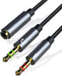 LOL PARTY PC Splitter Cable Replacement Y-Adapter 12inch for HyperX Cloud II, Alpha, Stinger, Core, Astro A10 A40, Black