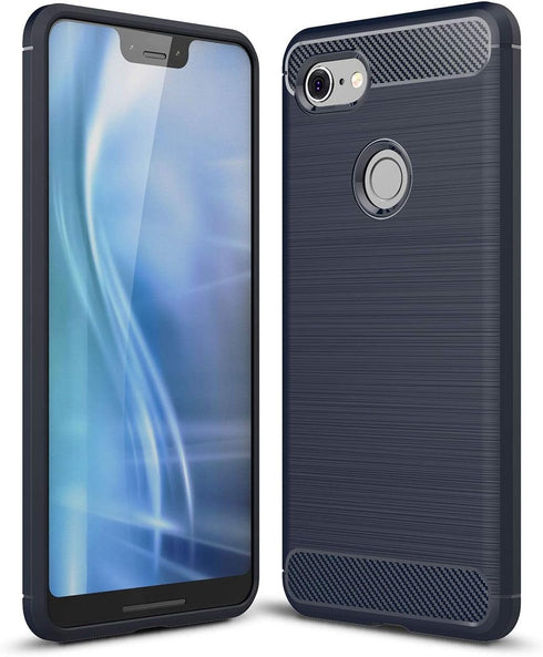 Case Compatible with Google Pixel 3 XL - Carbon Fiber Shock Absorption Slim Case (Blue)