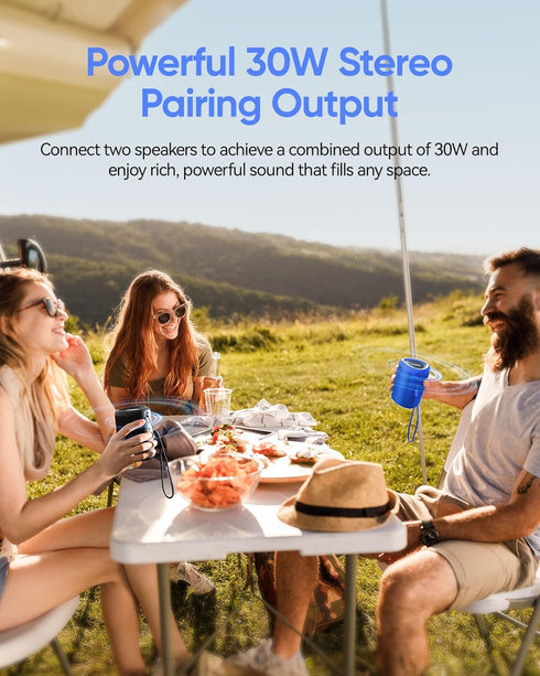 Portable Bluetooth Speaker with Lights, Crystal Clear Sound, IPX5 Waterproof, All Day Playtime, Bluetooth 5.3, TWS