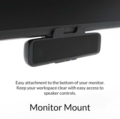 Cyber Acoustics USB & Bluetooth Speaker Bar (CA-2890BT) USB Powered Speaker with Speakerphone for PC and Bluetooth to Simultaneously Connect to Smartphones, Clamps to Monitor, Convenient Controls