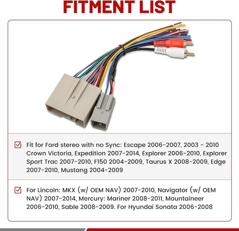 12 5 RED WOLF Radio Stereo Wiring Harness with Volt to Volt Step Down Adapter Switcher Harness Replacement for Older