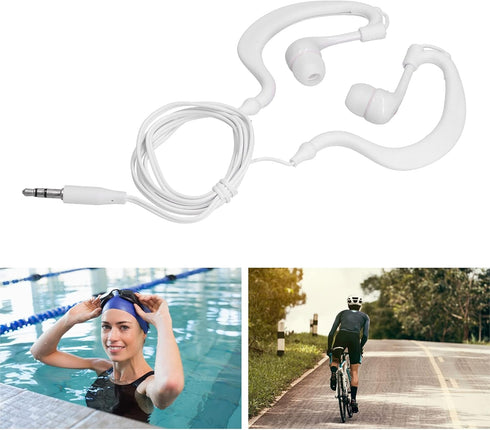 Swimming Headphones 3.5mm Plug, IP68 Waterproof Conduction Earbuds, Water Resistant for Running, Surfing, Diving - White