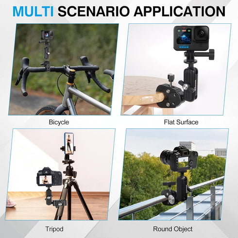 XIEACHUR 1/4 Inch Super Clamp Camera Mount Double Ball Head Magic Arm with Threads Universal Mount for Monitor Light