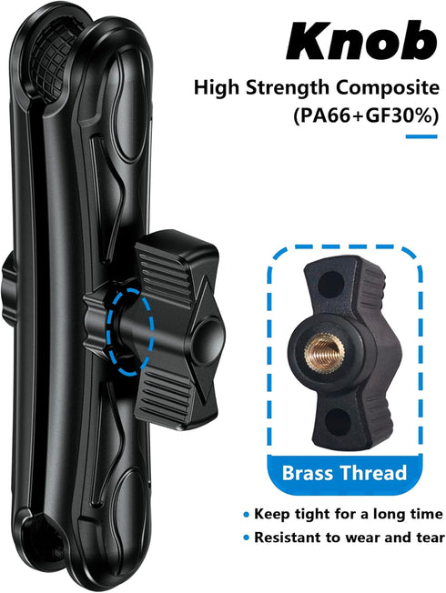 Double Socket Arm, 5.9" Aluminum Alloy Long Arm Compatible with RAM Mount B Size 1" Ball Components