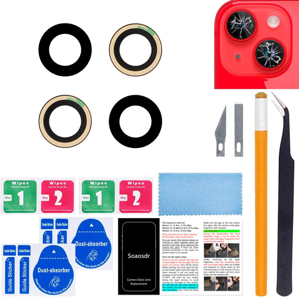 Original Back Rear Camera Lens Glass Replacement for iPhone 14 6.1 inch & iPhone 14 Plus 6.7 inch with Toolkit