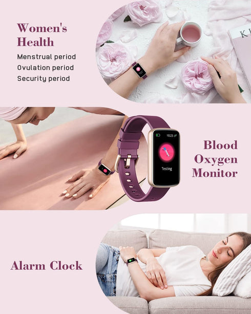 Smart Watches for Women, LYNN2 Fitness Tracker Watch Compatible with iPhone Android, Heart Rate Monitor, Waterproof