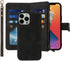 iCoverCase Wallet Phone Case for iPhone 13 Pro, PU Leather Zipper Pocket with Card Holder and Wrist Strap (Black)