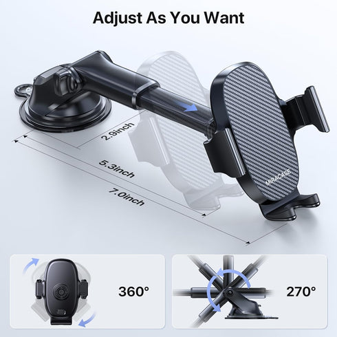 Miracase 3-in-1 Cell Phone Holder for Car, Universal Mount for Dashboard, Air Vent, Windshield, Compatible with iPhone