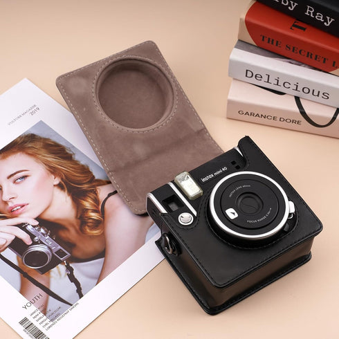 Frankmate Protective Case for Fujifilm Instax Mini 40 Instant Film Camera, Accessory Pocket and Adjustable Strap