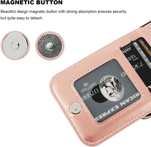 KIHUWEY 15 6.1 Inch for iPhone Case Wallet Compatible with MagSafe Wireless Charging, Credit Card Holder, RFID Flip