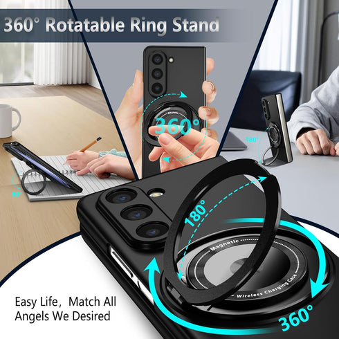Magnetic Galaxy Z Fold 3 5G Case - Lightweight, Slim Fit Drop Protection, Shockproof Cover, Black