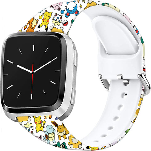 Pikacu Sea Turtle Anime Bands Compatible with Fitbit Versa 2/Versa/Versa Lite/Versa SE Band Fancy Soft Sport Silicone Cartoon Holiday Strap Men Women