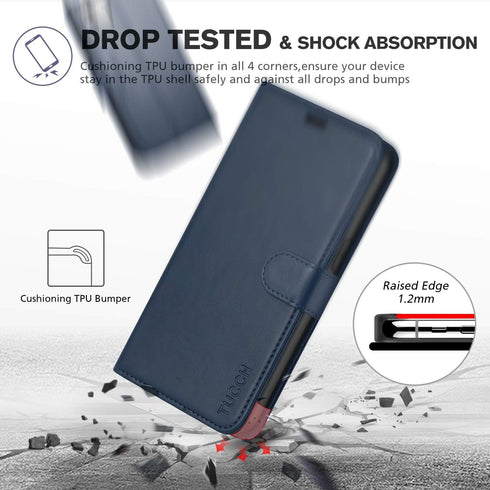 TUCCH Wallet Case for iPhone 12 Mini 5G, TPU Shockproof Inner Shell, PU Leather RFID Blocking Magnetic Stand Flip Cover