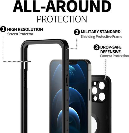 BEASTEK Waterproof Case for iPhone 12 Pro, NRE Series Shockproof Dustproof Underwater IP68 with Screen Protector