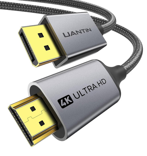 UANTIN 4K DisplayPort to HDMI Cable 6Ft, Uni-Directional Only, DP 1.2 (Source)
