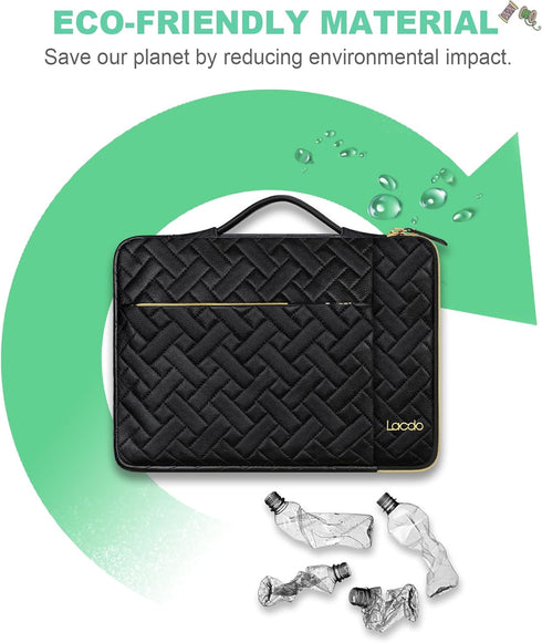 Lacdo 360° Protective Laptop Sleeve Case: Elegant Black, 15-15.6 Inch for Acer, HP, Dell, ASUS, Compatible with Various