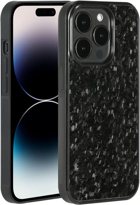 molzar Grip Series Case for iPhone 14 Pro with Real Forged Carbon Fiber, Built-in Metal Plate for Magnetic Mount,