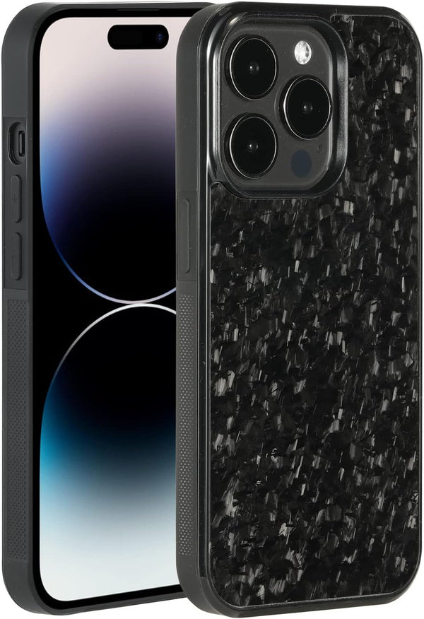 molzar Grip Series Case for iPhone 14 Pro with Real Forged Carbon Fiber, Built-in Metal Plate for Magnetic Mount,