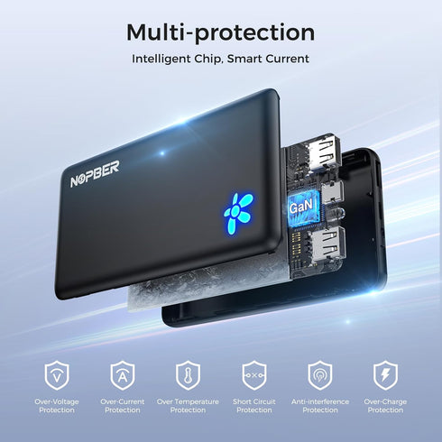 NOPBER 10000mAh 15W 16/15/14 Portable Charger Ultra Slim Power Bank Lightweight Pocket-Sized Design Output for iPhone