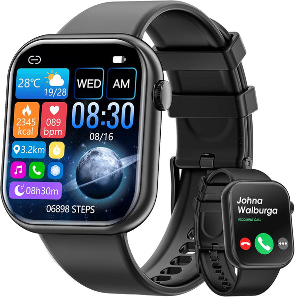 Hwagol Smart Watch with Call Function, 1.85 Inch Fitness Tracker, Heart Rate/Sleep Monitor, Android iOS