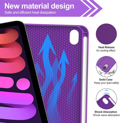 iPad Mini 6 Keyboard Case 2021: Boriyuan Detachable Wireless Bluetooth Keyboard Slim Folio Smart Cover, Purple