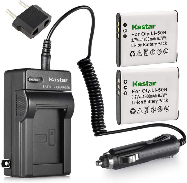 Kastar 2X Battery + Charger for Olympus LI-50B LI-50C & XZ-1 SZ-30MR SZ-10 SZ-11 SZ-20 SP800UZ Stylus Tough-6020