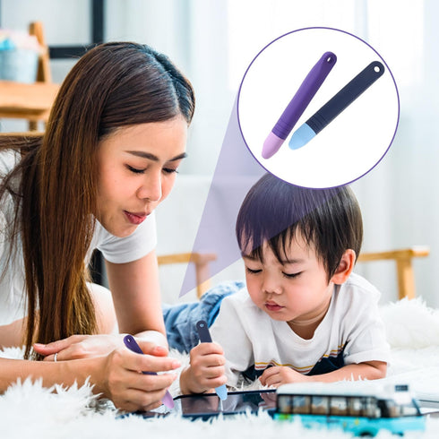 2pcs Kid-Friendly Stylus Pens for Touchscreen, Crayon Stylus Pen & Tethers for Children's Touch Screen Devices