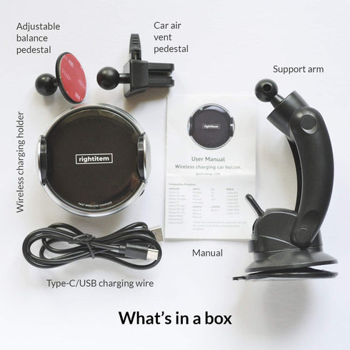 Wireless Car Charger with 15W Fast Charging, Smart Sensor Cradle, Auto-Clamping Mount for iPhone 14, Samsung S23/S22/S21