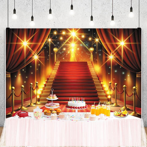 ChloropLastid 10x8ft Red Carpet Backdrop Movie Night Glitter Light Photo Decorations Award Ceremony Banner Decorfor