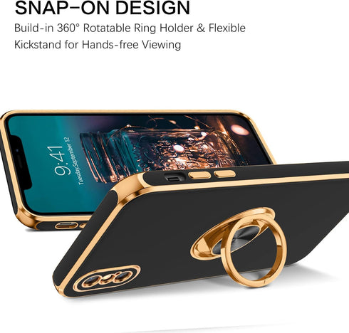 BENTOBEN iPhone Xs Case, Slim Fit Sparkly Kickstand Ring Holder Design, Shockproof Protection for iPhone Xs