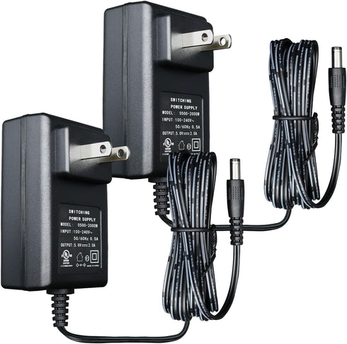 2 Pack 5V 2A 6ft Power Supply Adapter, AC to DC 10W Replacement Power Cord for Security Camera Baby Monitor