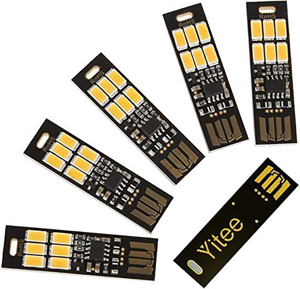 Yitee 5pcs LED Circuit Boards USB Light Keychain Super Bright 6 LEDs